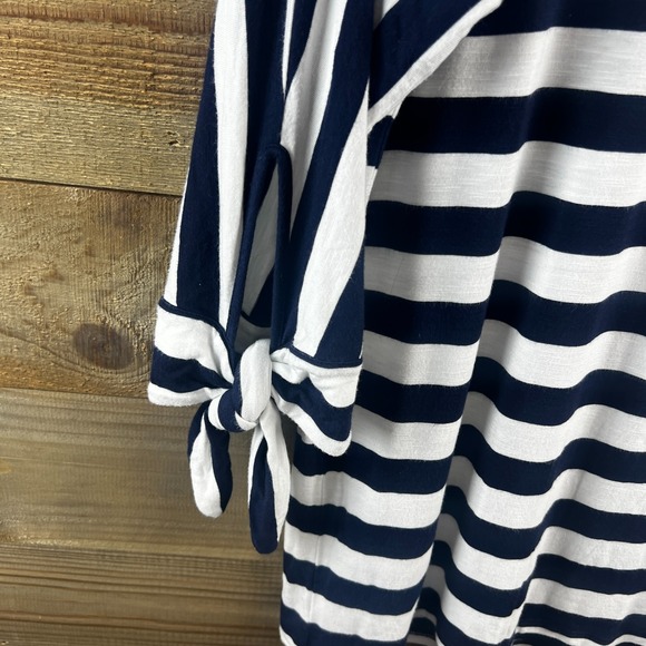 Soft Surroundings Womens Shirt Adrift Tunic Tie Sleeve Striped Nautical Medium - Picture 5 of 8